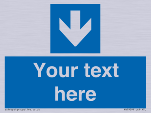 Custom Mandatory directional sign, blue arrow down